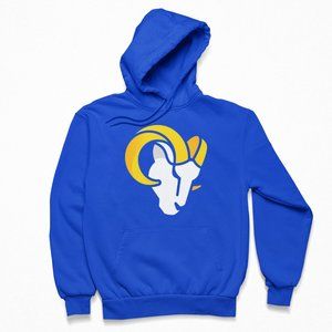 NWT Los Angeles LA Rams Ultra Soft Washed Fleece Pullover Hoodie ROYAL BLUE